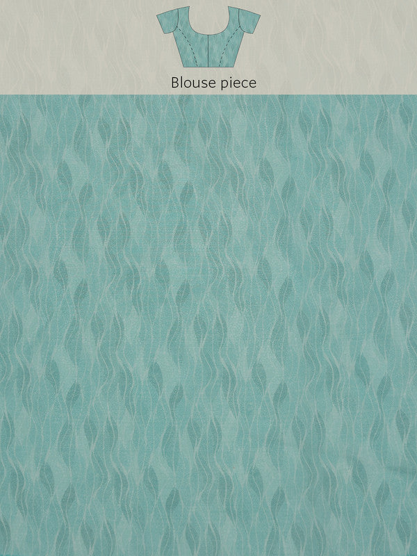 Turquoise Cotton Blend Digital Print Abstract Saree with Unstitched Blouse - Hiral Fashion | Grocsy