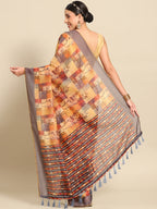 Multicolor Pure Cotton Printed Floral Saree with Unstitched Blouse - Hiral Fashion | Grocsy