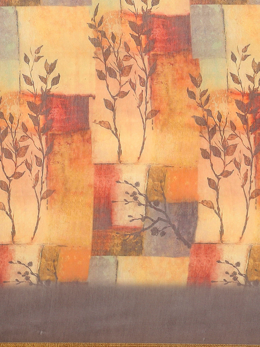 Multicolor Pure Cotton Printed Floral Saree with Unstitched Blouse - Hiral Fashion | Grocsy