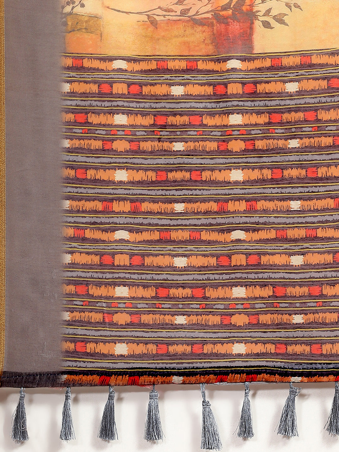 Multicolor Pure Cotton Printed Floral Saree with Unstitched Blouse - Hiral Fashion | Grocsy