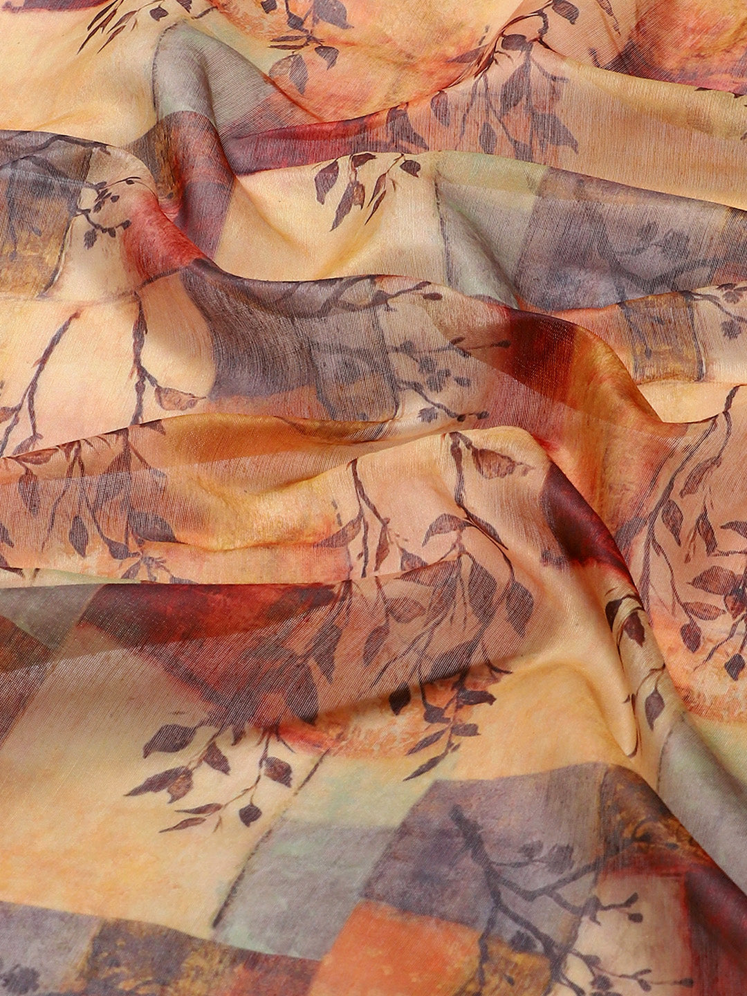 Multicolor Pure Cotton Printed Floral Saree with Unstitched Blouse - Hiral Fashion | Grocsy