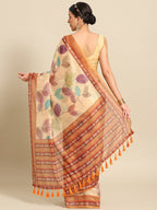 Mustard Pure Cotton Printed Floral Saree with Unstitched Blouse - Hiral Fashion | Grocsy