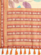 Mustard Pure Cotton Printed Floral Saree with Unstitched Blouse - Hiral Fashion | Grocsy