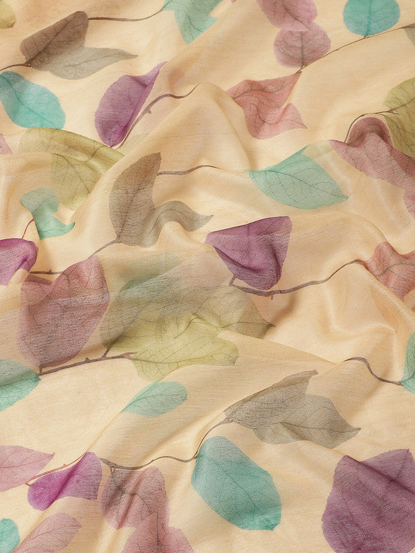 Mustard Pure Cotton Printed Floral Saree with Unstitched Blouse - Hiral Fashion | Grocsy