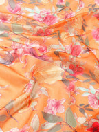 Orange Pure Cotton Printed Floral Saree with Unstitched Blouse - Hiral Fashion | Grocsy