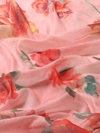 Pink Pure Cotton Printed Floral Saree with Unstitched Blouse - Hiral Fashion | Grocsy