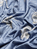 Blue Silk Blend Digital Print Floral Saree with Unstitched Blouse - Hiral Fashion | Grocsy