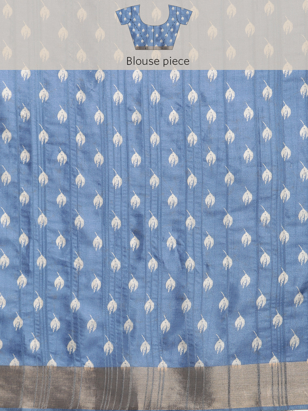 Blue Silk Blend Digital Print Floral Saree with Unstitched Blouse - Hiral Fashion | Grocsy