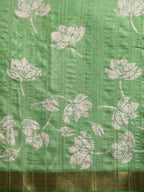 Green Silk Blend Digital Print Floral Saree with Unstitched Blouse - Hiral Fashion | Grocsy