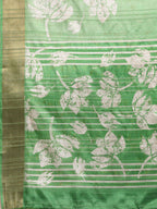 Green Silk Blend Digital Print Floral Saree with Unstitched Blouse - Hiral Fashion | Grocsy