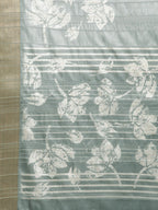 Gray Silk Blend Digital Print Floral Saree with Unstitched Blouse - Hiral Fashion | Grocsy