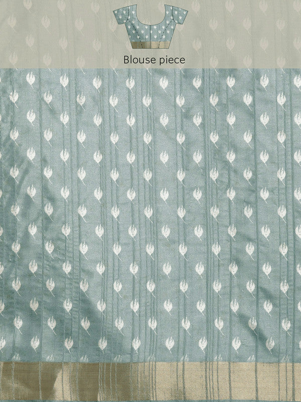 Gray Silk Blend Digital Print Floral Saree with Unstitched Blouse - Hiral Fashion | Grocsy