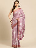 Purple Silk Blend Digital Print Floral Saree with Unstitched Blouse - Hiral Fashion | Grocsy