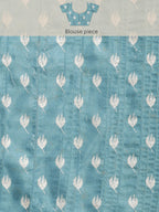Turquoise Silk Blend Digital Print Floral Saree with Unstitched Blouse - Hiral Fashion | Grocsy