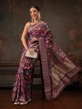 Hiral Fashion Purple Jamdani Cotton Floral Woven Thread Saree | Grocsy