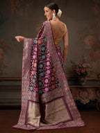 Hiral Fashion Purple Jamdani Cotton Floral Woven Thread Saree | Grocsy