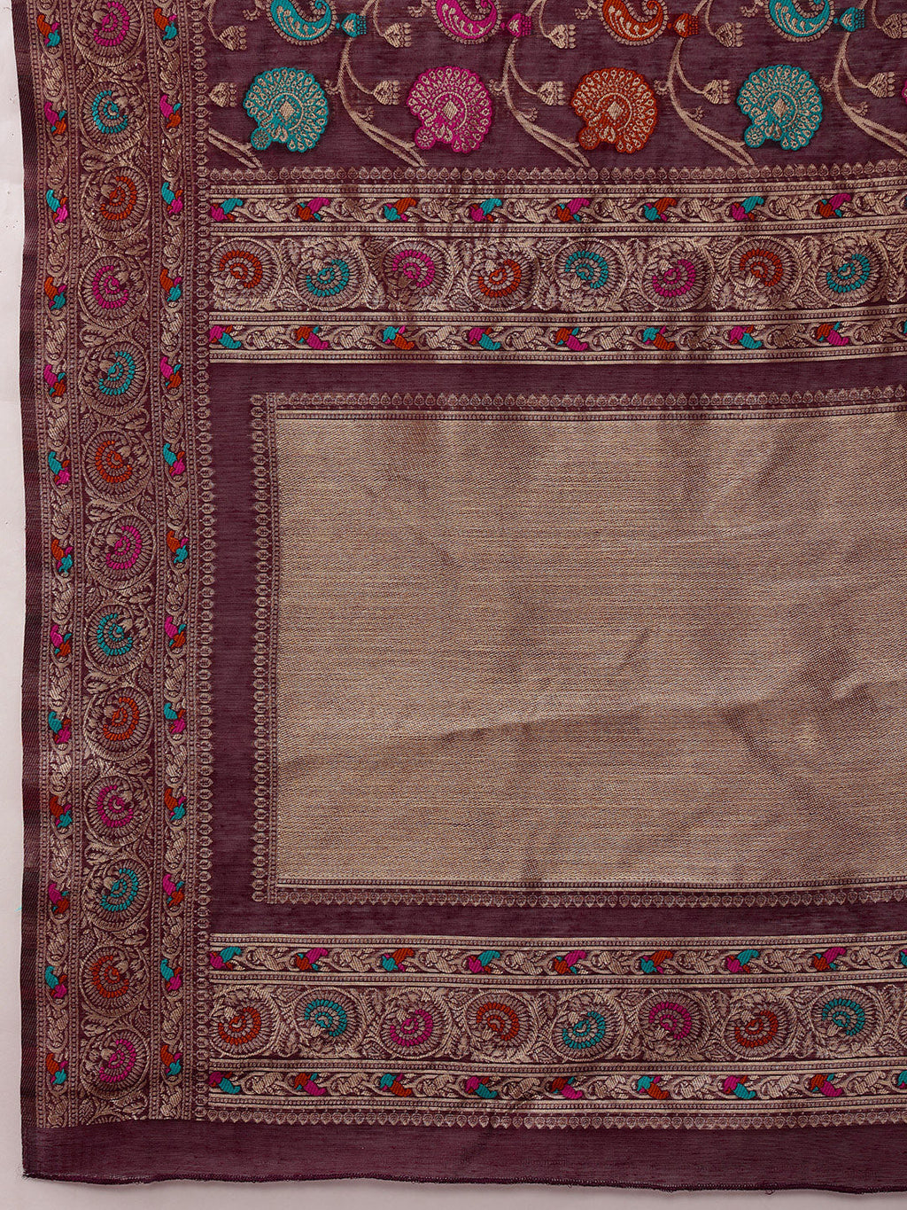 Hiral Fashion Purple Jamdani Cotton Floral Woven Thread Saree | Grocsy