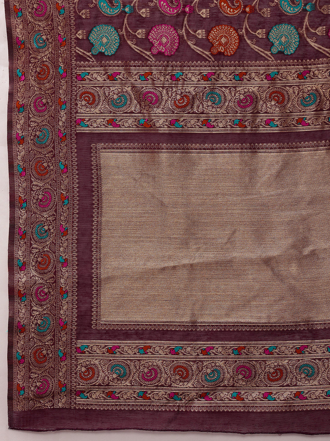 Hiral Fashion Purple Jamdani Cotton Floral Woven Thread Saree | Grocsy