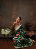 Hiral Fashion Green Jamdani Cotton Floral Woven Thread Saree | Grocsy