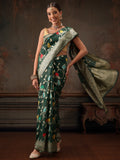 Hiral Fashion Green Jamdani Cotton Floral Woven Thread Saree | Grocsy