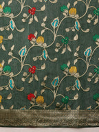 Hiral Fashion Green Jamdani Cotton Floral Woven Thread Saree | Grocsy