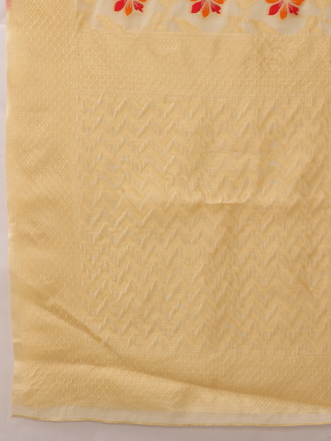 Hiral Fashion Beige Jamdani Cotton Floral Woven Thread Saree | Grocsy