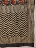 Hiral Fashion Black Jamdani Cotton Floral Woven Thread Saree | Grocsy