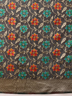 Hiral Fashion Black Jamdani Cotton Floral Woven Thread Saree | Grocsy