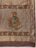 Hiral Fashion Brown Jamdani Cotton Floral Woven Thread Saree | Grocsy