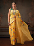 Hiral Fashion Mustard Jamdani Cotton Floral Woven Thread Saree | Grocsy