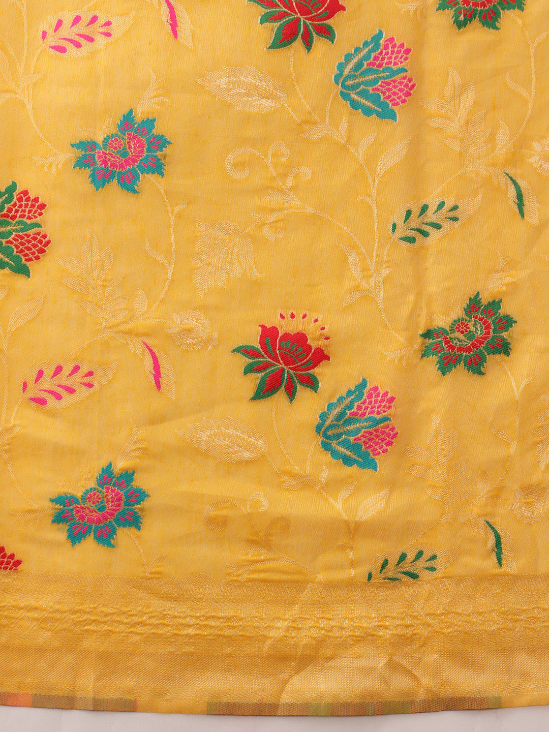 Hiral Fashion Mustard Jamdani Cotton Floral Woven Thread Saree | Grocsy