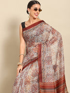 Multicolor Pure Cotton Printed Floral Saree with Unstitched Blouse - Hiral Fashion | Grocsy