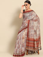 Multicolor Pure Cotton Printed Floral Saree with Unstitched Blouse - Hiral Fashion | Grocsy
