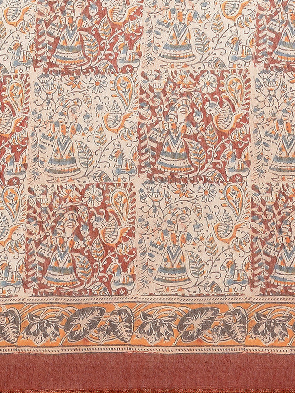Multicolor Pure Cotton Printed Floral Saree with Unstitched Blouse - Hiral Fashion | Grocsy