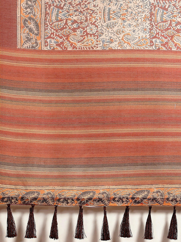 Multicolor Pure Cotton Printed Floral Saree with Unstitched Blouse - Hiral Fashion | Grocsy