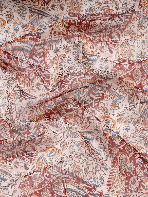 Multicolor Pure Cotton Printed Floral Saree with Unstitched Blouse - Hiral Fashion | Grocsy