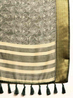 Black Silk Cotton Printed Floral Saree with Unstitched Blouse - Hiral Fashion | Grocsy