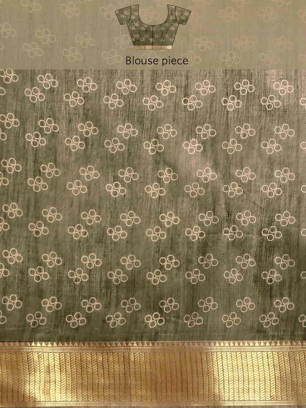 Black Silk Cotton Printed Floral Saree with Unstitched Blouse - Hiral Fashion | Grocsy