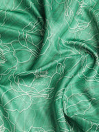Green Silk Cotton Printed Floral Saree with Unstitched Blouse - Hiral Fashion | Grocsy