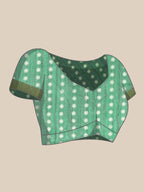 Green Silk Cotton Printed Floral Saree with Unstitched Blouse - Hiral Fashion | Grocsy