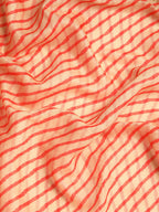 Orange Silk Cotton Printed Striped Saree with Unstitched Blouse - Hiral Fashion | Grocsy