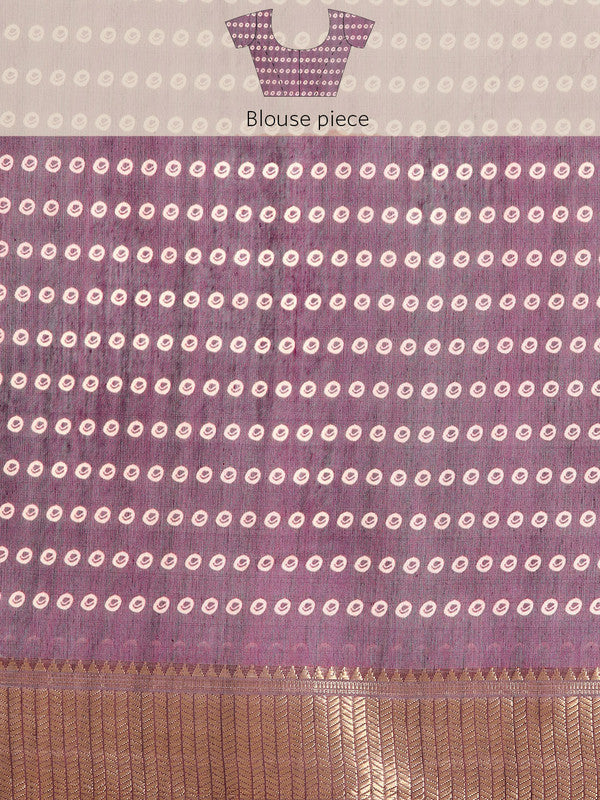 Purple Silk Cotton Printed Floral Saree with Unstitched Blouse - Hiral Fashion | Grocsy