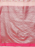 Pink Cotton Woven Zari Design Floral Saree with Unstitched Blouse - Hiral Fashion | Grocsy