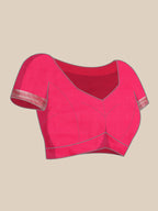 Pink Cotton Woven Zari Design Floral Saree with Unstitched Blouse - Hiral Fashion | Grocsy
