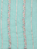 Turquoise Cotton Woven Zari Design Floral Saree with Unstitched Blouse - Hiral Fashion | Grocsy
