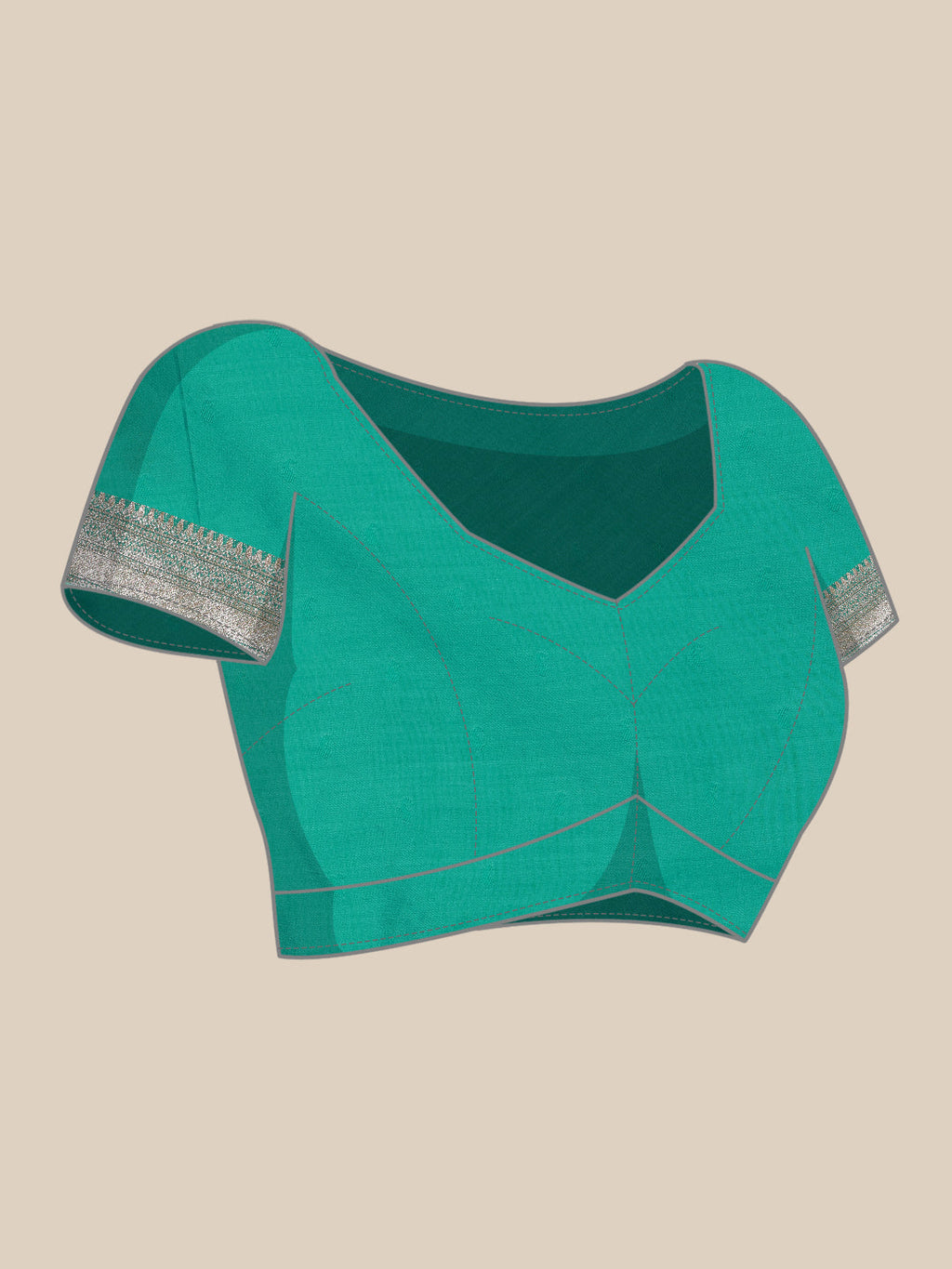 Turquoise Cotton Woven Zari Design Floral Saree with Unstitched Blouse - Hiral Fashion | Grocsy