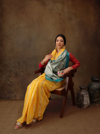 Yellow Cotton Woven Zari Design Floral Saree with Unstitched Blouse - Hiral Fashion | Grocsy