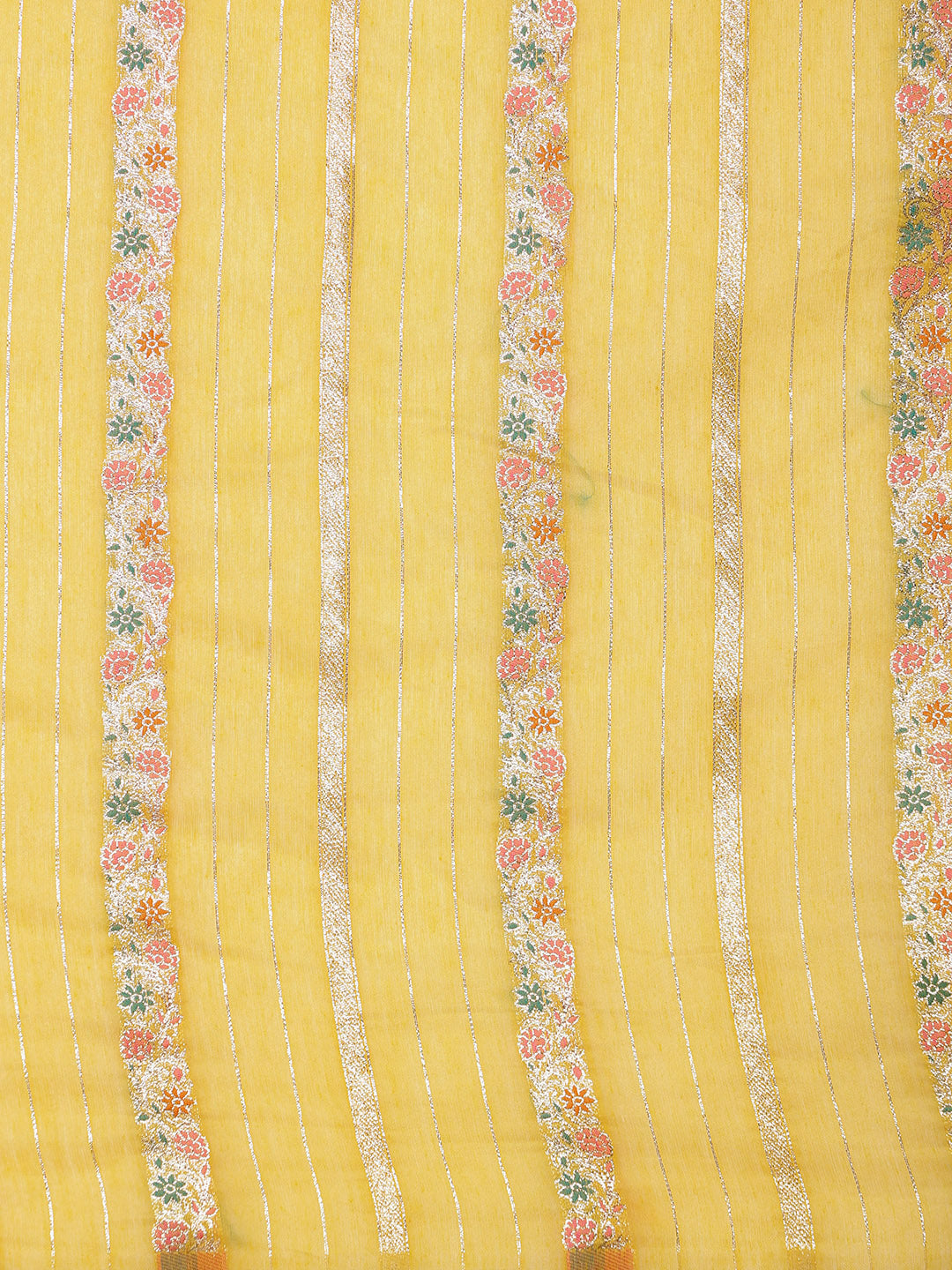 Yellow Cotton Woven Zari Design Floral Saree with Unstitched Blouse - Hiral Fashion | Grocsy