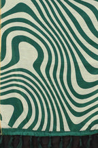 Green Cotton Blend Printed Striped Saree with Unstitched Blouse - Hiral Fashion | Grocsy