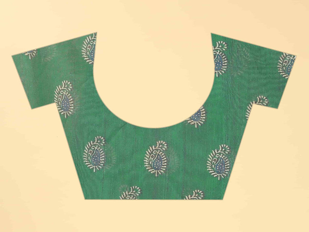 Multicolor Cotton Blend Printed Striped Saree with Unstitched Blouse - Hiral Fashion | Grocsy